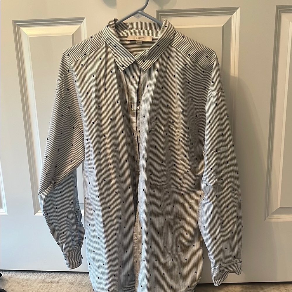 LOFT Black and White Casual Button Down Shirt